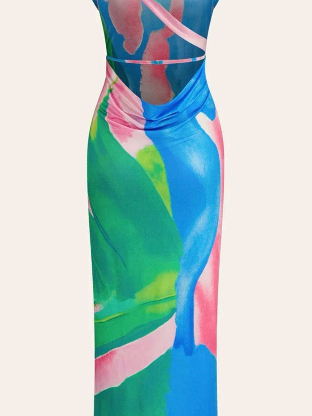 Monet Garden Print Sleeveless Long Dress - Multicolor - SIZE M - Picture 2 of 5